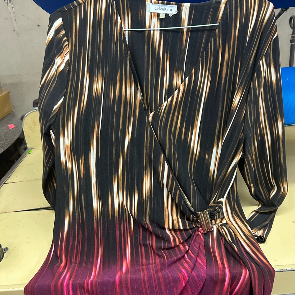 Anne Klein Black and Gold Patterned Dress